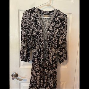 Anama Black and White Paisley Dress